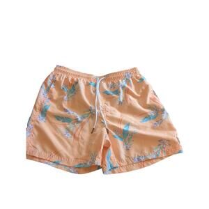 Spicy Tuna Swim Trunks Mens XLarge Swimwear Lined Shorts Orange Floral Printed
